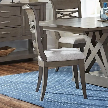 Transitional Dining Side Chair with Upholstered Seat